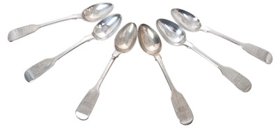 Lot 305 - Unusual set 6 Victorian Irish small tea spoons