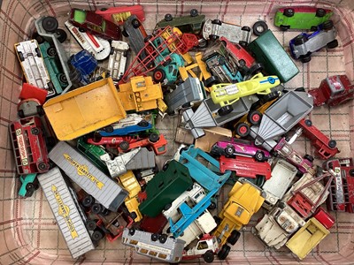 Lot 1945 - Die cast unboxed selection various manufacturers including Matchbox, Dinky, Corgi etc, in three suitcases and two boxes.