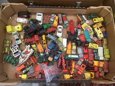 Lot 1945 - Die cast unboxed selection various manufacturers including Matchbox, Dinky, Corgi etc, in three suitcases and two boxes.