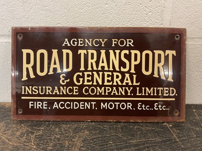 Lot 2444 - Small 'Road Transport & General Insurance Company' enamel sign, 35.5cm x 19cm