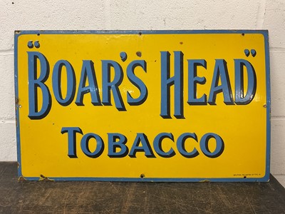 Lot 2445 - Original 'Boar's Head' Tobacco enamel sign, 76cm x 45.5cm