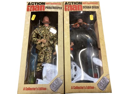 Lot 1971 - Action Man 50th Anniversary Scuba Diver &/Paratrooper, both boxed, plus  Scorpian Tank & Jeep with driver