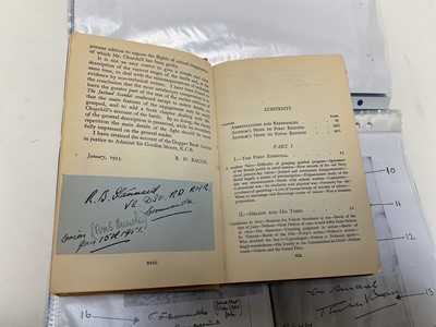 Lot 785 - Of Naval interest, The Jutland Scandal by Admiral Sir Reginald Bacon, signed by 33 Naval and Military personalities including Lord Mountbatten, Shalto Douglas, FM Birdwood with research