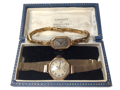 Lot 129 - Two vintage 9ct gold ladies wristwatches both on 9ct gold bracelets
