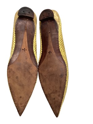 Lot 2137 - Two pairs antique ladies shoes, one leather pair and one silk pair