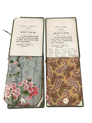 Lot 2140 - Two McLintock and Sons of Barnsley textile sample catalogues, dated 1906/7.  Approximately 74 fabric swatches in total