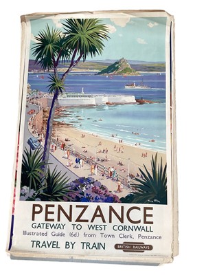Lot 2525 - Original British Railways poster for Penzance, with artwork by Harry Riley, printed by Waterlow & Sons, the sheet 101cm x 63cm