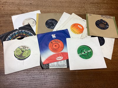 Lot 2209 - Box of single records including Capitols, Impressions, Isley Brothers, Bob Dylan, Crystals, Beatles, Elvis Presley, Cliff Richard, Everly Brothers etc