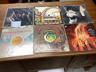 Lot 2210 - Box of mixed LP records including Rolling Stones (mono LK 4605), David Bowie, Rainbow Folly (limited edition re-issue), Santana, Bob Dylan, Genesis, Tom Robinson, Talk Talk etc