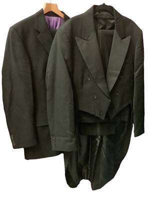 Lot 2121 - Ede & Ravencroft black two piece suit  and a black tailcoat with trousers (unknown make)