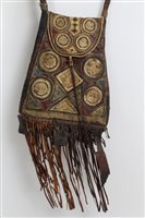 Lot 755 - Antique Native American leather pouch with...