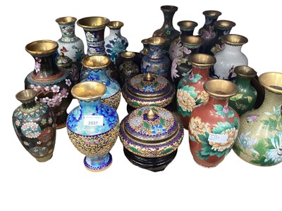 Lot 2537 - Group of Chinese cloisonné vases and a pair of lidded pots