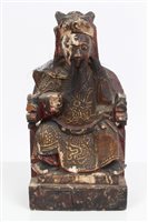 Lot 759 - Antique Chinese carved wood and polychrome...