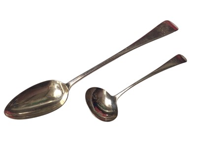 Lot 160 - Georgian silver serving spoon and a George III silver ladle
