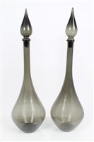 Lot 760 - Pair of blown grey glass pharmacy bottles and...