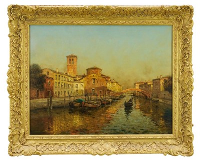 Lot 887 - *Georges Noël Bouvard (1912-1972) oil on canvas - Venetian Canal, signed Marc Aldine, 50cm x 65cm, in gilt frame