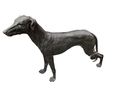 Lot 2539 - Life-sized figure of a greyhound with bronze-effect finish