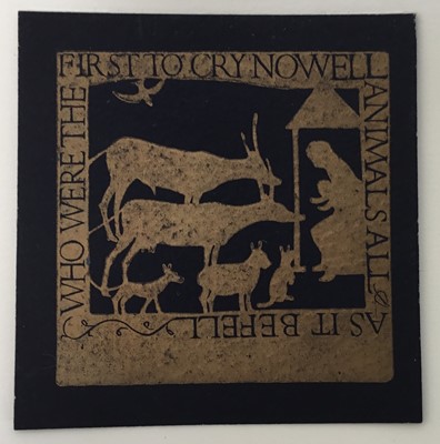 Lot 25 - Eric Gill (1882-1940) wood engraving, Animals All, 1916 (Skelton P50) from ‘Philosophy of Art’, printed in gilt ink, 5.4 x 5.4cm. Provenance: Gifted by Gill to his Chaplain, Dr. Flood