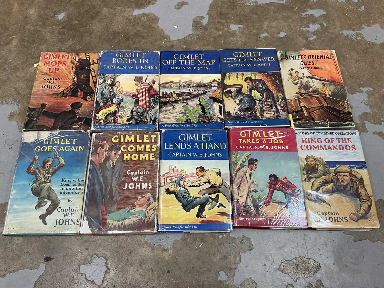 Lot 1760 - W. E. Johns - Collection of Gimlet books, all first editions with dust jackets. 1943-1952. (10)