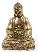 Lot 768 - Antique Eastern bronze figure of seated Buddha,...