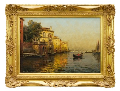 Lot 888 - *Georges Noël Bouvard (1912-1972) oil on canvas - View of Venice, signed Marc Aldine, titled verso, 38.5cm x 55cm, in gilt frame