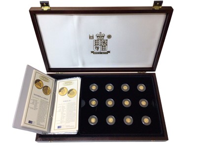 Lot 500 - World - Royal Mint Fine Gold Twenty Four coin collection, each weighing 1.244gms (24ct) (N.B. Cased with Certificates of Authenticity) (1 coin set)