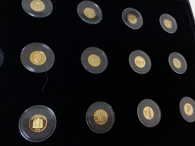 Lot 500 - World - Royal Mint Fine Gold Twenty Four coin collection, each weighing 1.244gms (24ct) (N.B. Cased with Certificates of Authenticity) (1 coin set)