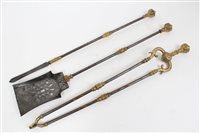 Lot 771 - Set of three Georgian brass and steel fire...