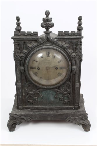 Lot 802 - 19th century Gothic mantel Clocksck with...