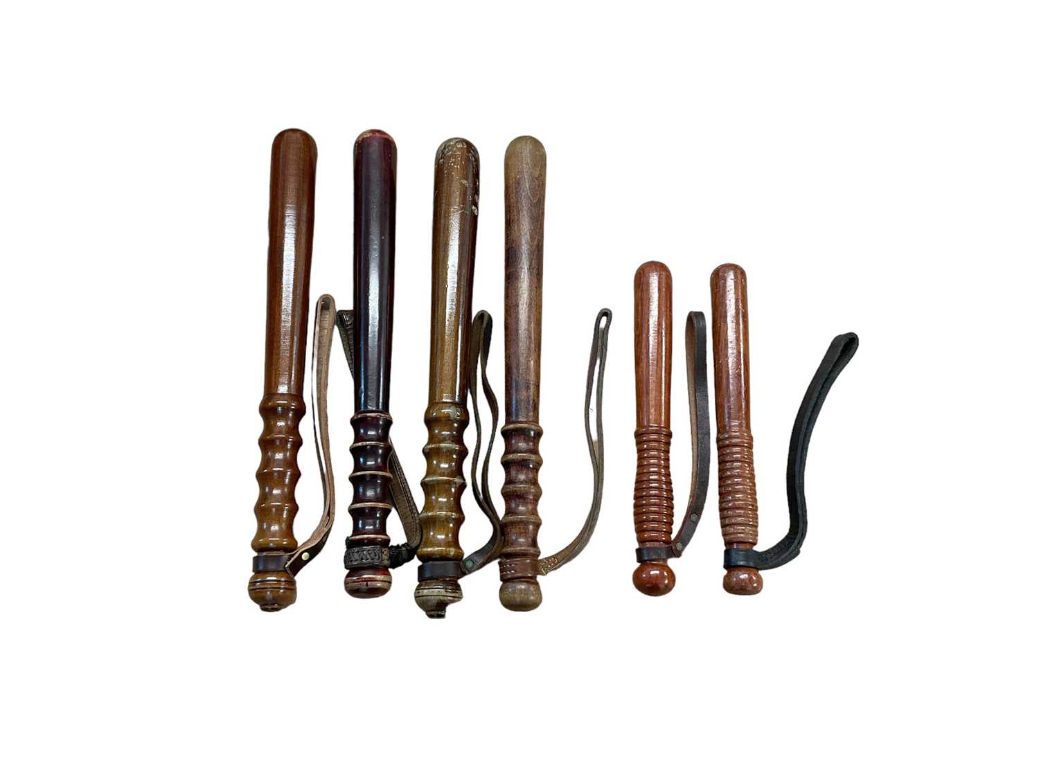 Lot 946 - Group of six wooden Police truncheons