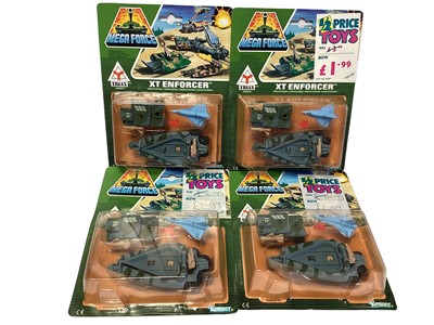 Lot 37 - Kenner (c1989) Mega Force diecast Triax & V-Rocs Combat Vehicles including XT Enforcer (x4), Brimstone (x3) & Attack Pack, on card with bubblepacks (8)