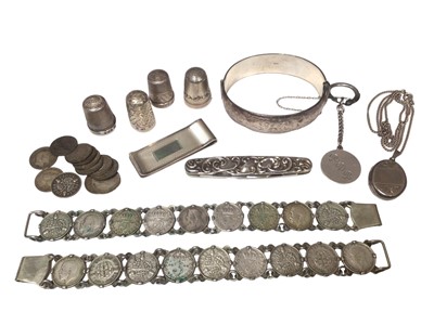 Lot 227 - Group of silver jewellery and other items