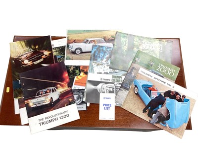 Lot 2150 - Collection of 1960s and 70s Triumph sales brochures, price lists and related ephemera, to include 2000, GT6 and TR6 models (approximately 17 brochures).