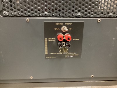 Lot 2216 - Rare pair of Apogee speakers - Stage Mk 1 ESL's on dampening legs