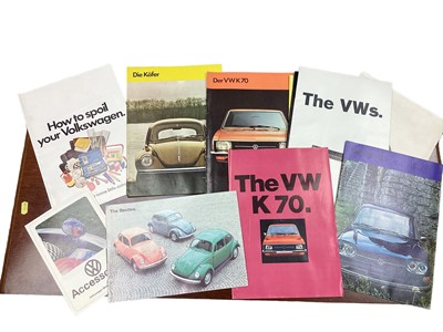 Lot 2154 - Collection of 1960s and 70s VW / Volkswagen sales brochures, price lists and related ephemera, to include Beetle, K70 and other models (approximately 13 brochures).