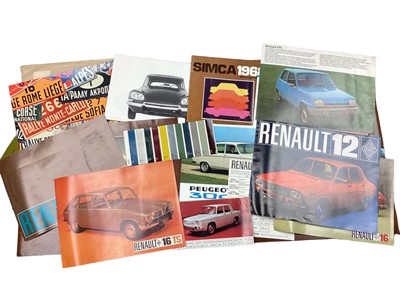 Lot 2158 - Collection of 1960s and 70s French car sales brochures, price lists and related ephemera, to include Renault, Peugeot, Simca and Citroen (approximately 12 brochures).
