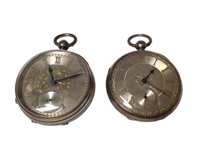 Lot 190 - Edwardian silver cased pocket watch with silvered dial and one other similar silver pocket watch (2)