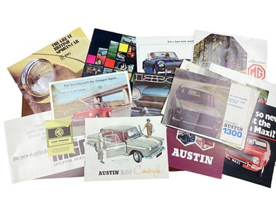Lot 2161 - Collection of 1960s and 70s Austin and MG sales brochures, price lists and related ephemera, to include 1800, MGB and MGC models (approximately 17 brochures).