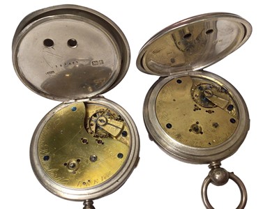 Lot 191 - Edwardian silver cased chronograph pocket watch by Lazarus Rosenberg, Leeds and another similar (2)