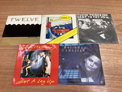 Lot 2221 - Box of 7" picture sleeves (45s), including Iggy and the Stooges, Pet Shop Boys, Fun Boy Three, etc