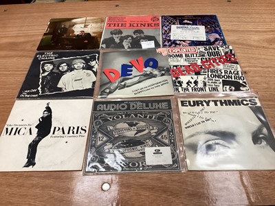 Lot 2221 - Box of 7" picture sleeves (45s), including Iggy and the Stooges, Pet Shop Boys, Fun Boy Three, etc