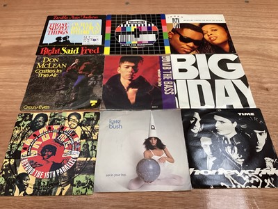 Lot 2221 - Box of 7" picture sleeves (45s), including Iggy and the Stooges, Pet Shop Boys, Fun Boy Three, etc