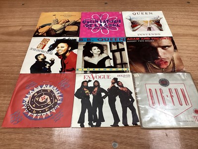 Lot 2221 - Box of 7" picture sleeves (45s), including Iggy and the Stooges, Pet Shop Boys, Fun Boy Three, etc