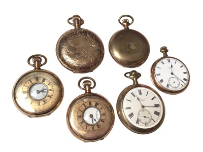 Lot 194 - Collection of six gold plated pocket watches