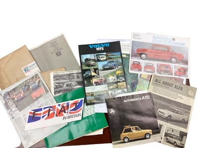 Lot 2164 - Collection of 1960s and 70s European car sales brochures, price lists and related ephemera, to include Fiat, Alfa Romeo, Saab, Volvo and others (one folder).