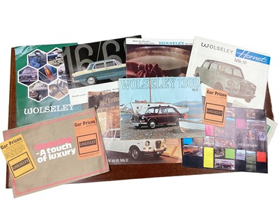 Lot 2166 - Collection of 1960s and 70s Wolseley sales brochures, price lists and related ephemera, to include 18/85 and 16/60 models (approximately 10 brochures).