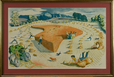 Lot 1057 - *John Northcote Nash (1893-1977) lithograph - Harvesting, 44cm x 69cm, in glazed frame