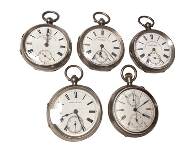 Lot 196 - Five silver cased pocket watches
