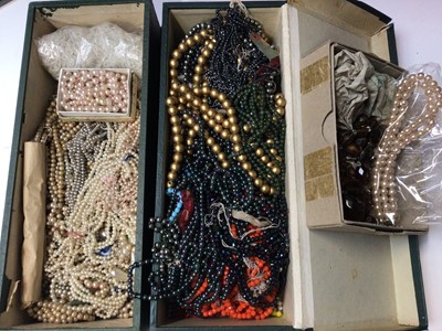 Lot 247 - Quantity of vintage beads and simulated pearl necklaces (2 boxes)