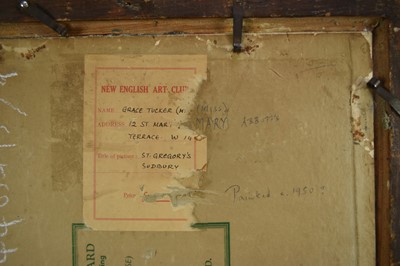Lot 1082 - Grace Tucker (20th Century) oil on canvas board - St Gregory's Sudbury, monogrammed lower left, 45cm x 35cm, New English Art Club label verso, framed